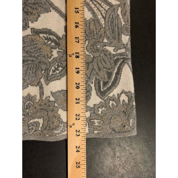 Chicos Size 2 Womens Large L Sweater Back Zip Metallic Floral 3/4 Sleeves - Picture 6 of 6